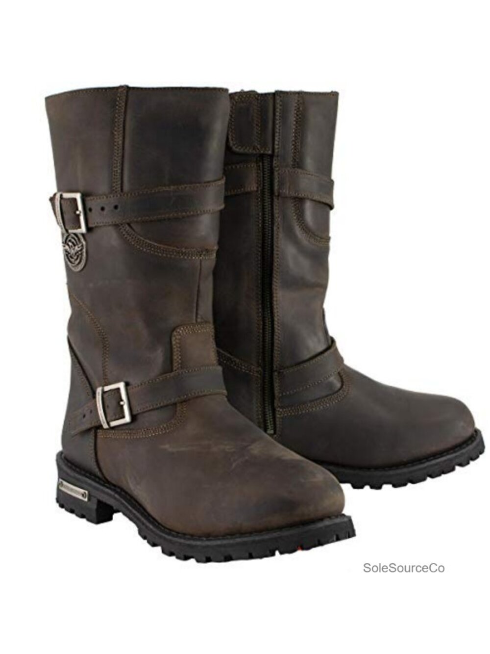 Engineer Motorcycle Boots Full Grain Cowhide Leather Biker Riding